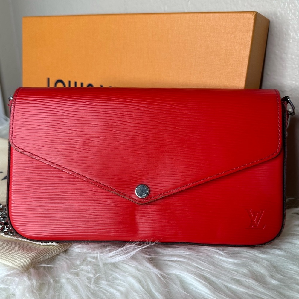 Louis Vuitton Red Felicie Pochette in EPI Leather - Picture 11 of 16